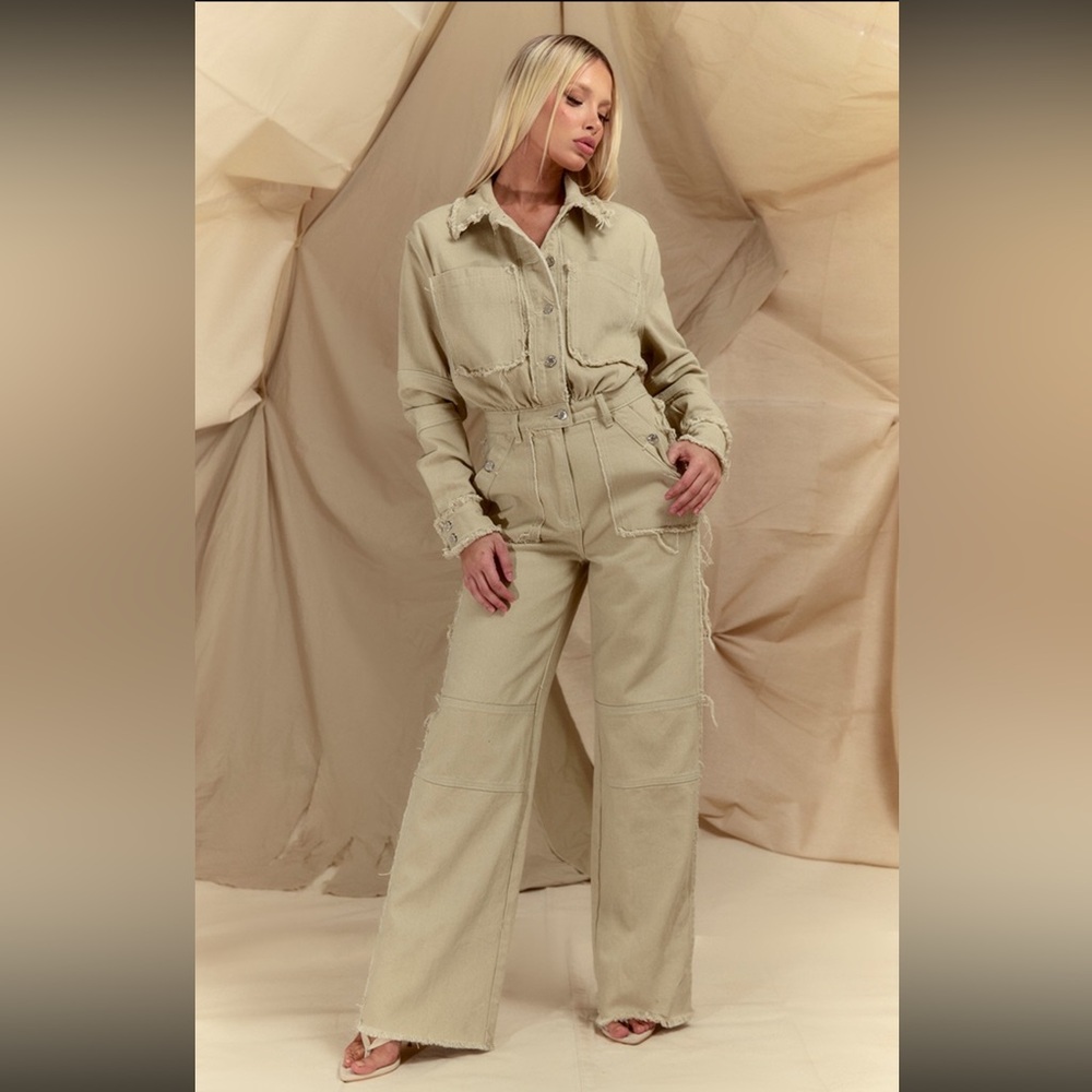 COPY - Utility Distressed Seams Jumpsuit